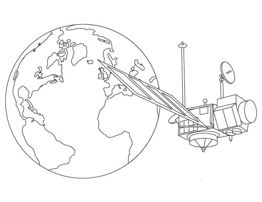 Desenho deSatélite e Terra para colorir