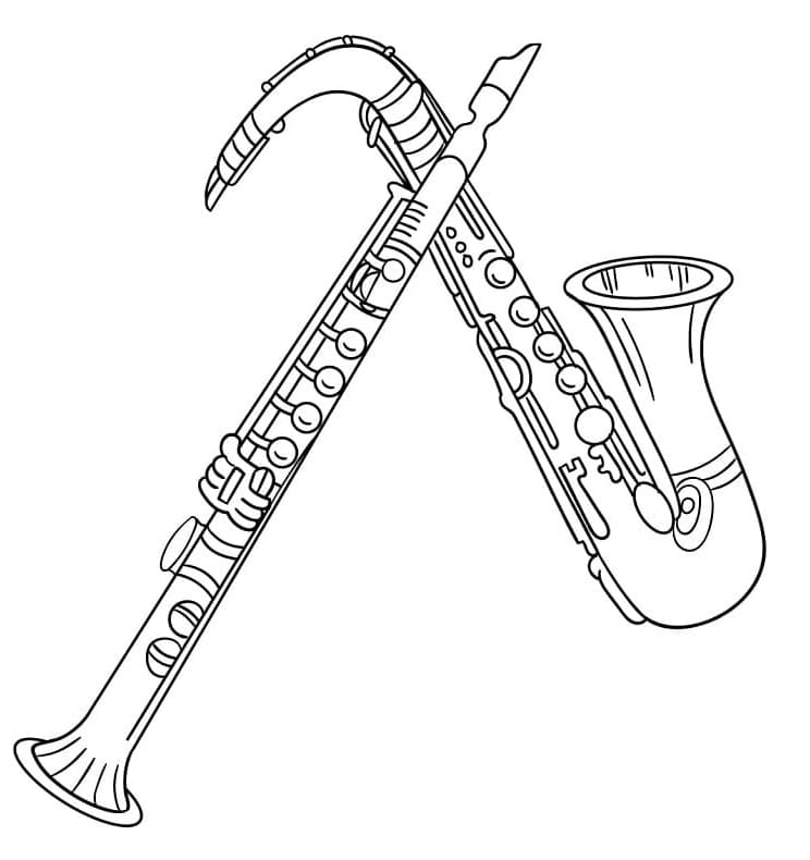 Desenho deSaxofone e Clarinete para colorir