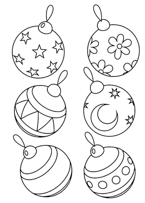 Desenho deSeis Bolas de Natal para colorir