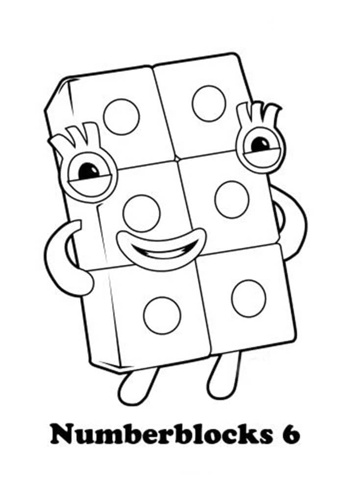 Desenho deSeis de Numberblocks para colorir