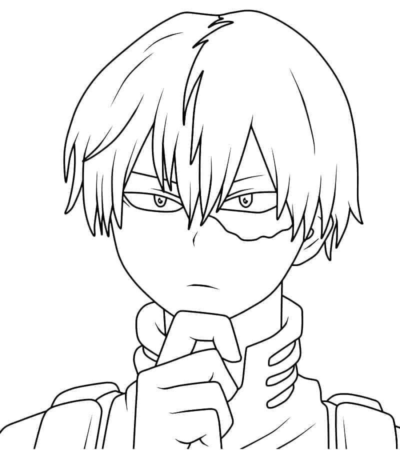 Desenho deShoto Todoroki Pensando para colorir