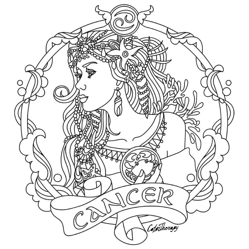 Desenho deSigno de Câncer 3 para colorir