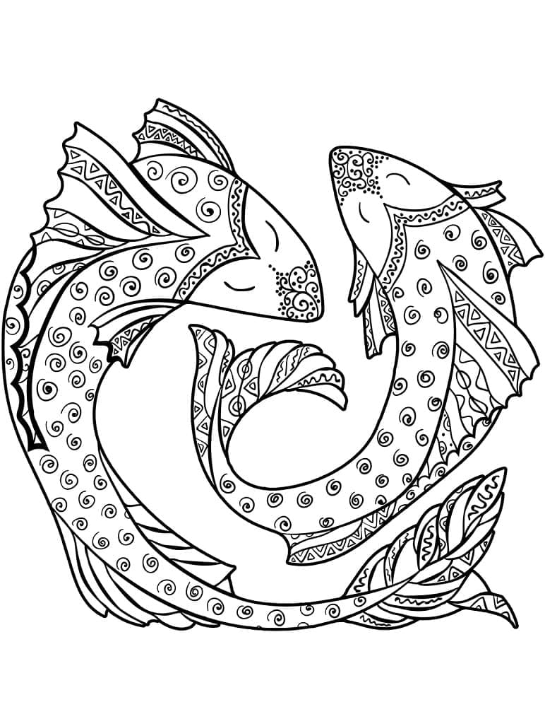 Desenho deSigno de Peixes Grátis para colorir