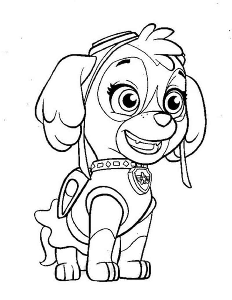 Desenho deSkye Patrulha Canina Feliz para colorir