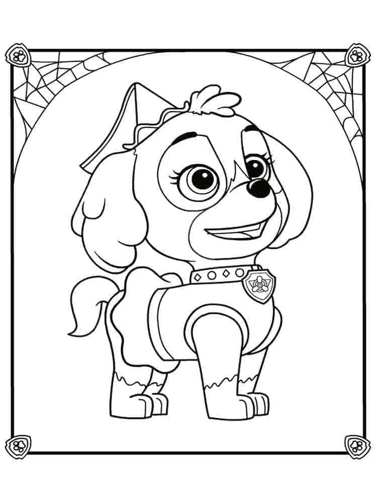 Desenho deSkye Patrulha Canina no Halloween para colorir