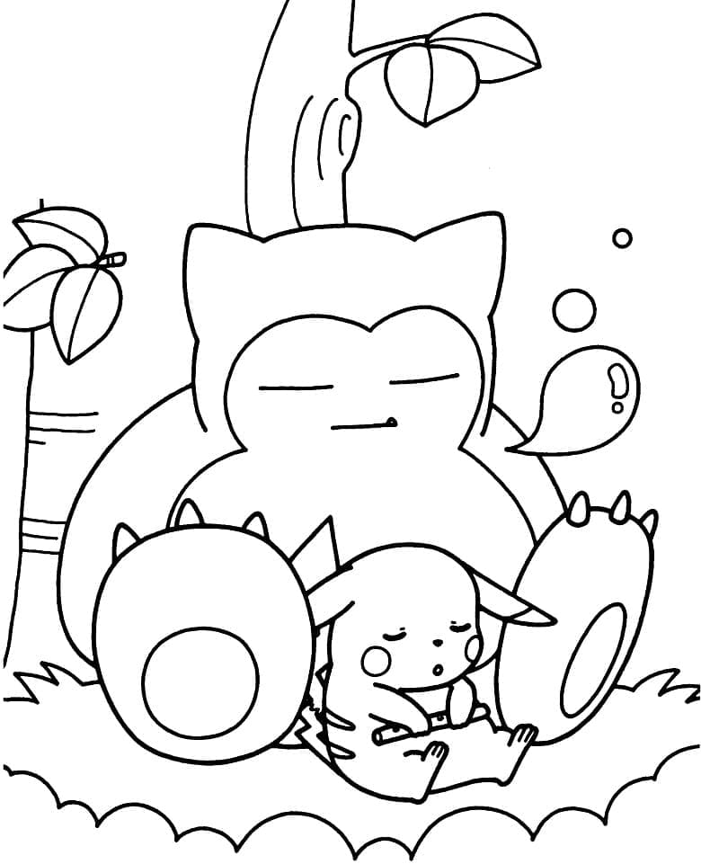 Desenho deSnorlax e Pikachu para colorir