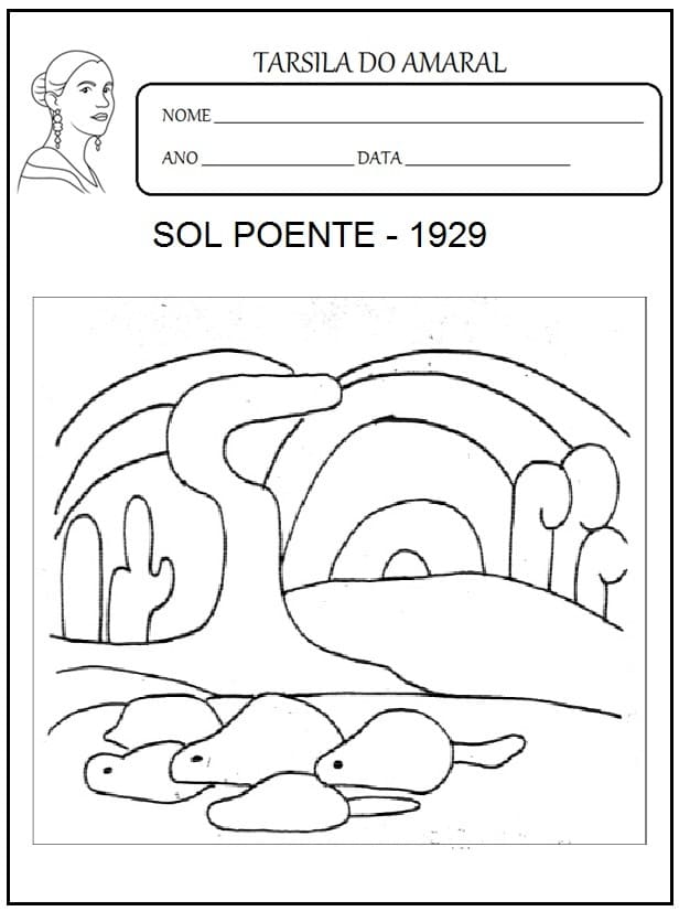 Desenho deSol Poente - Tarsila do Amaral para colorir