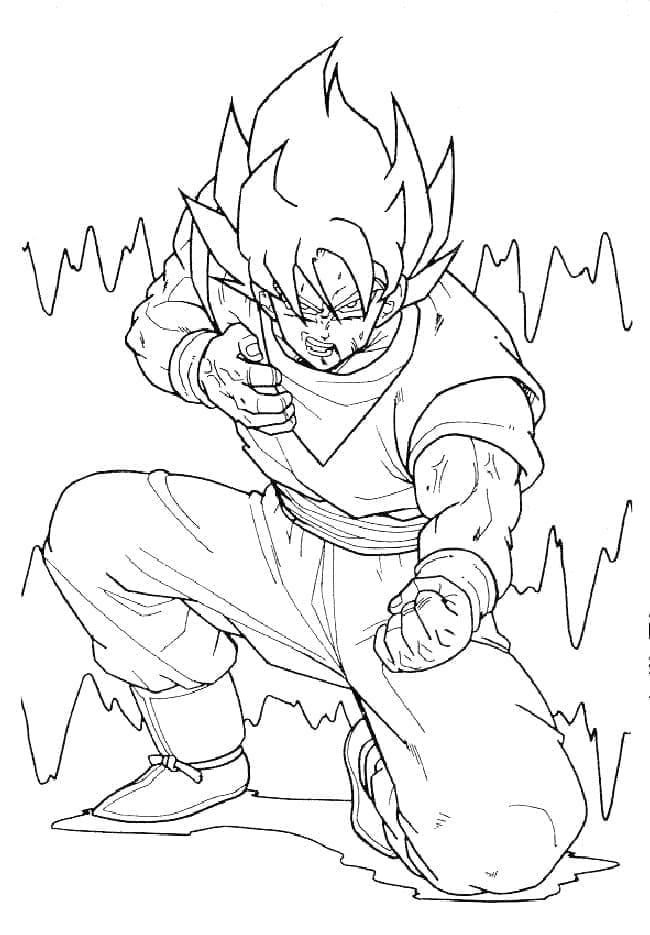 Desenho deSon Goku Super Saiyajin 2 para colorir