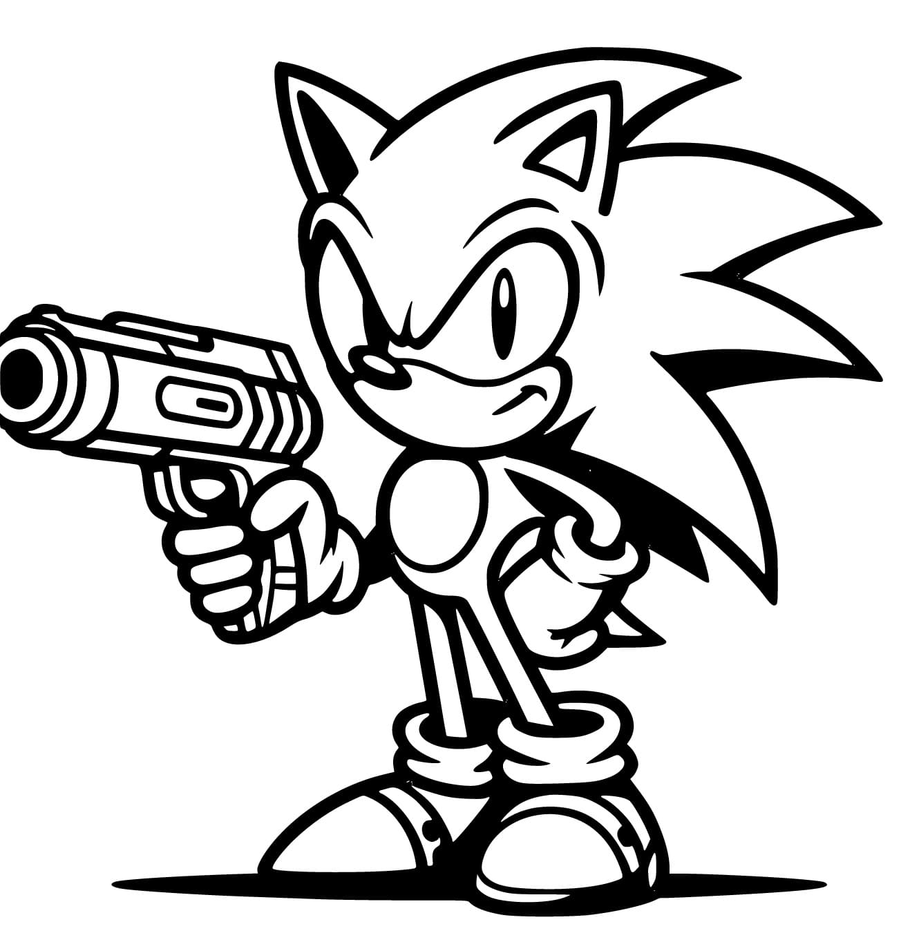 Desenho deSonic com Arma para colorir