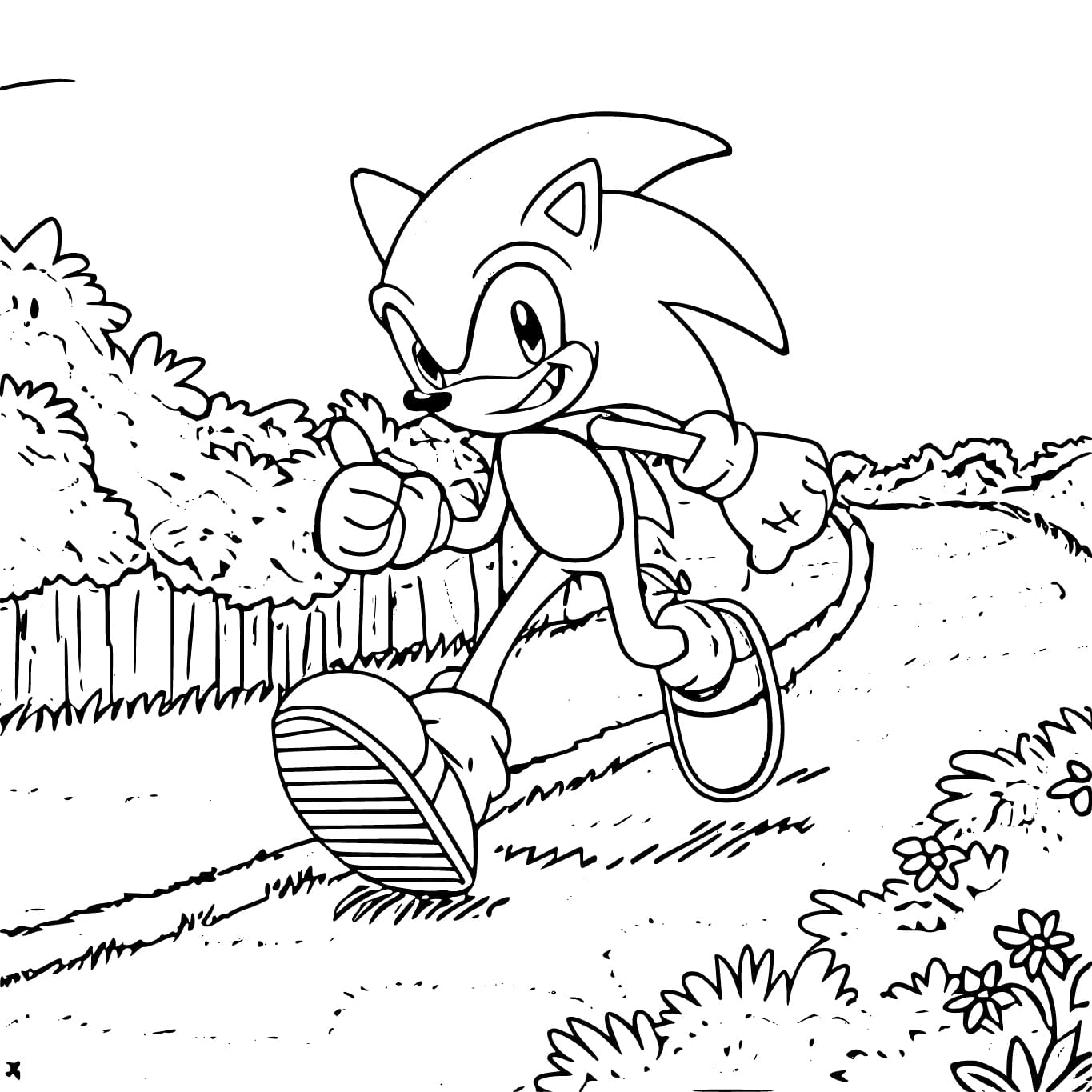 Desenho de Sonic na Estrada para colorir