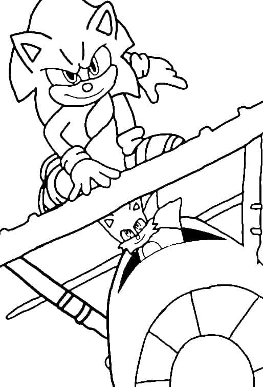 Desenho de Sonic no Avião para colorir