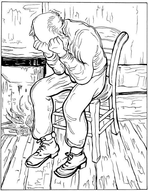 Desenho deSorrowing Old Man - Vincent van Gogh para colorir