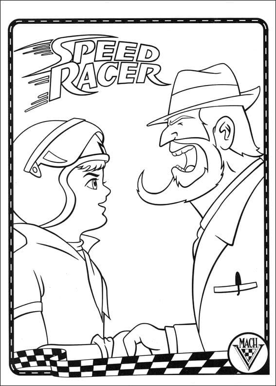 Desenho deSpeed Racer e Inspetor Detetive para colorir