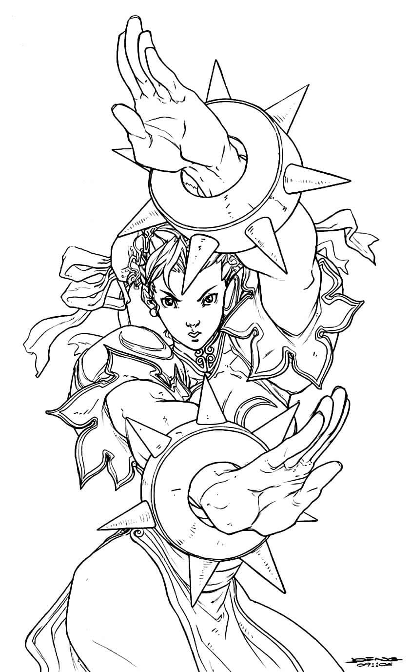 Desenho deStreet Fighter Chun Li para colorir