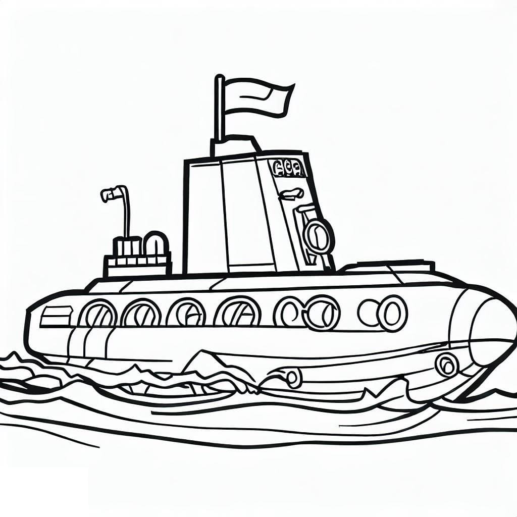 Desenho de Submarino Militar para colorir