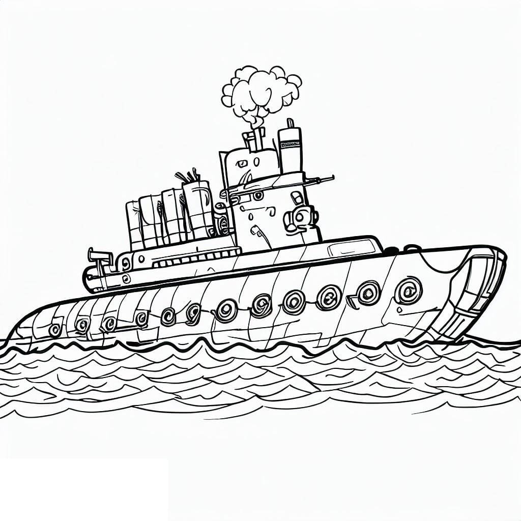 Desenho de Submarino Nuclear do Exército para colorir