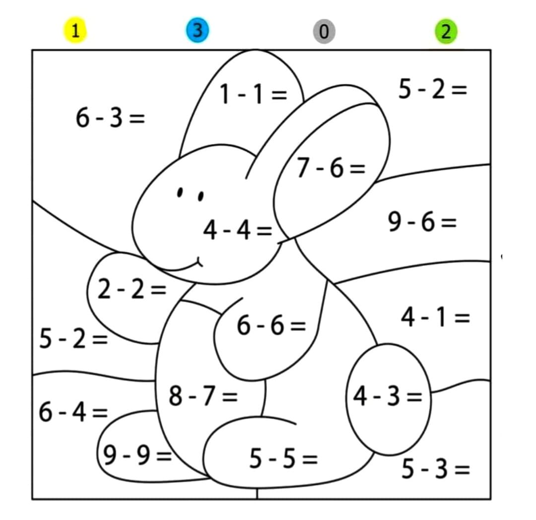 Desenho deSubtração Coelhinho para colorir