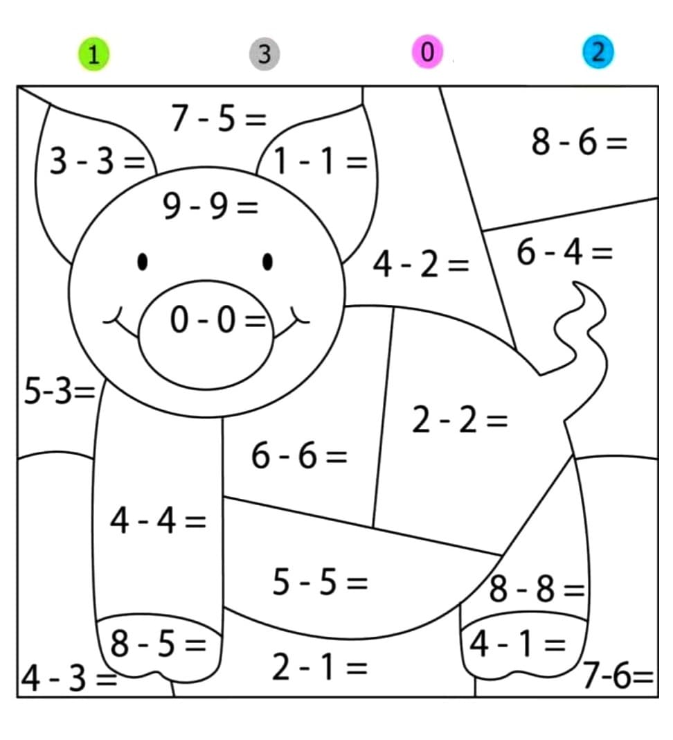 Desenho deSubtração Porco para colorir