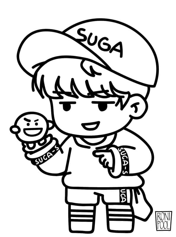 Desenho deSuga BT21 para colorir