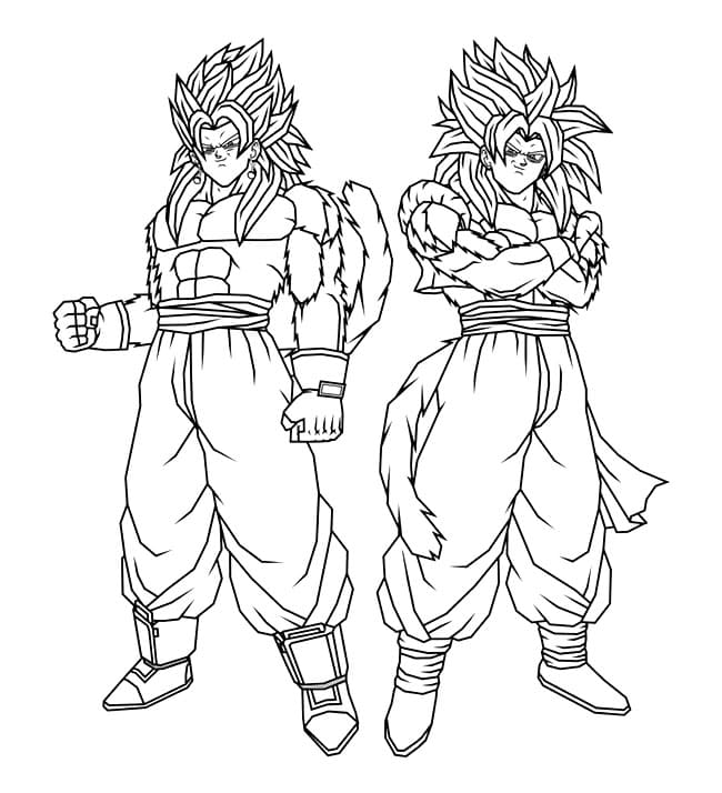 Desenho deSuper Saiyajin 4 Vegetto e Gogeta para colorir