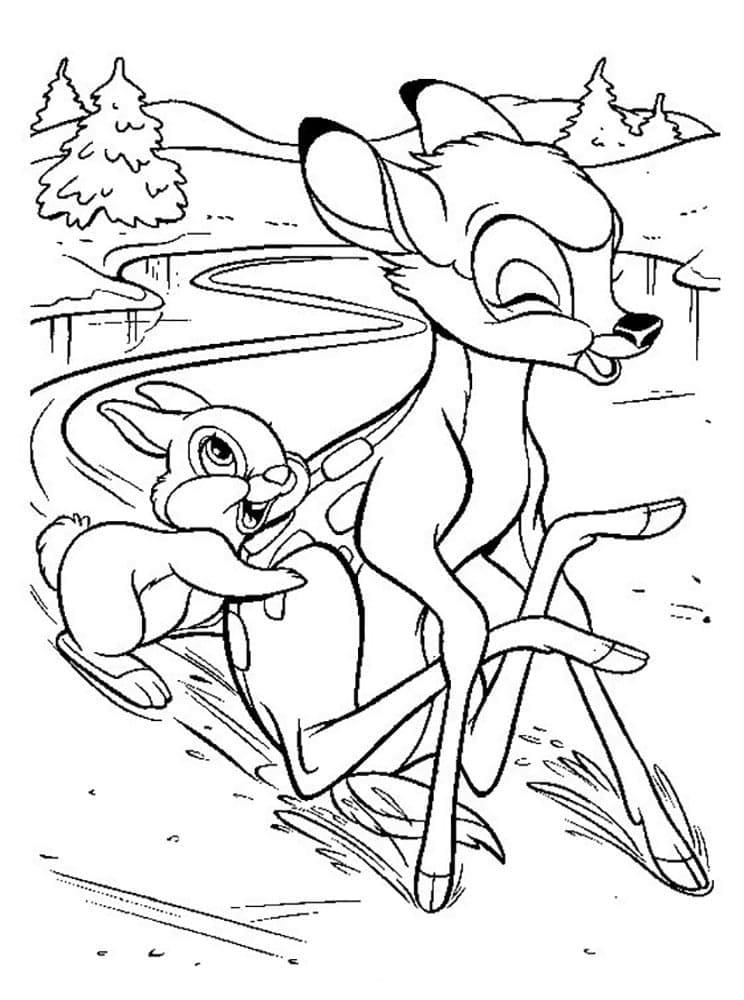 Desenho deTambor com Bambi para colorir