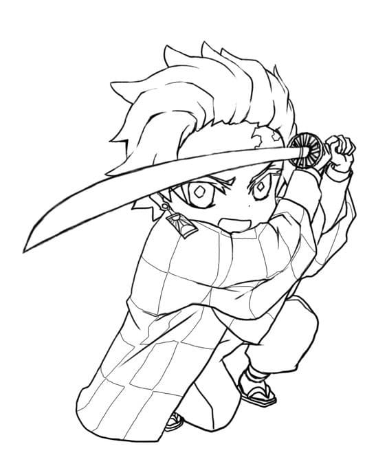 Desenho deTanjiro Chibi para colorir