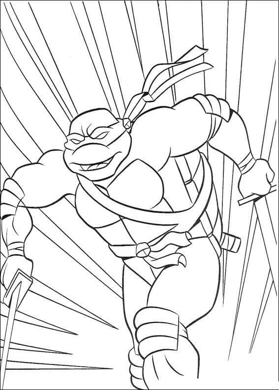 Desenho deTartarugas Ninja Leonardo Correndo para colorir