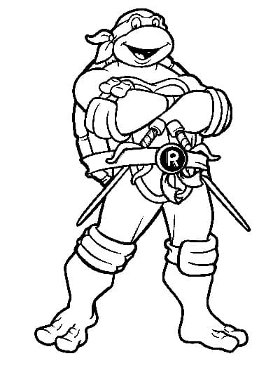 Desenho deTartarugas Ninja Raphael Engraçado para colorir