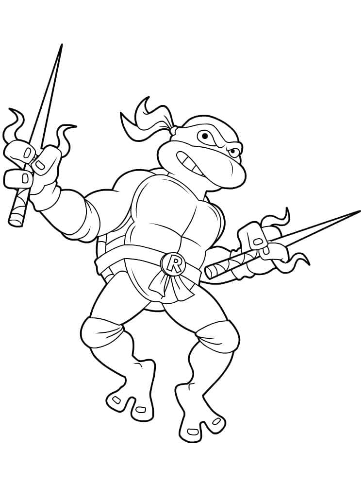 Desenho deTartarugas Ninja Raphael Feliz para colorir