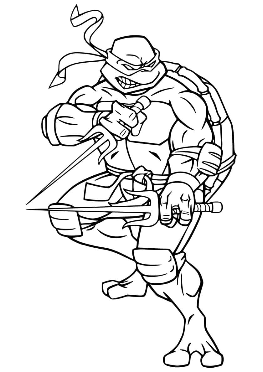 Desenho deTartarugas Ninja Raphael Para Crianças para colorir