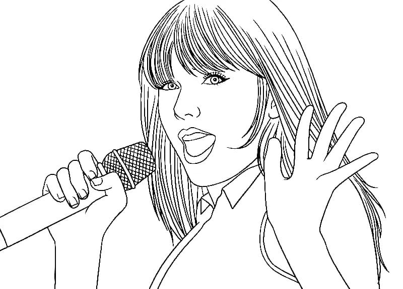 Desenho deTaylor Swift Cantando para colorir