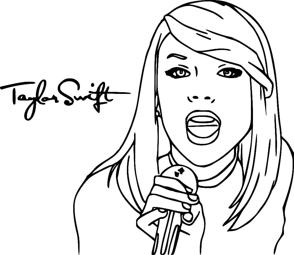 Desenho deTaylor Swift com Microfone para colorir