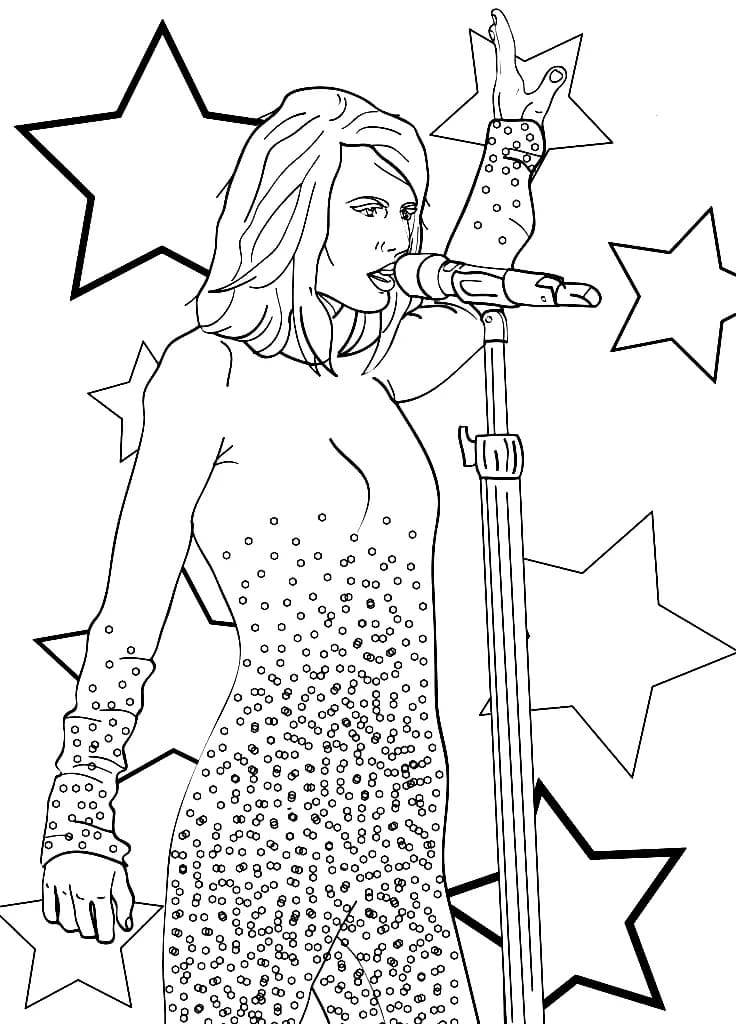 Desenho deTaylor Swift no Palco para colorir