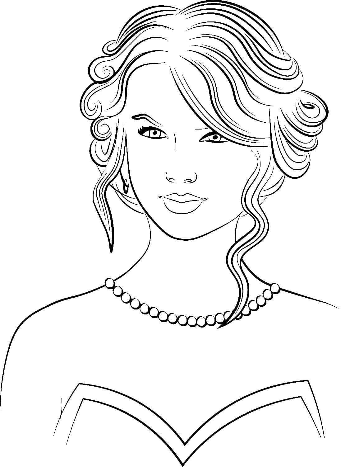 Desenho deTaylor Swift Sorrindo para colorir