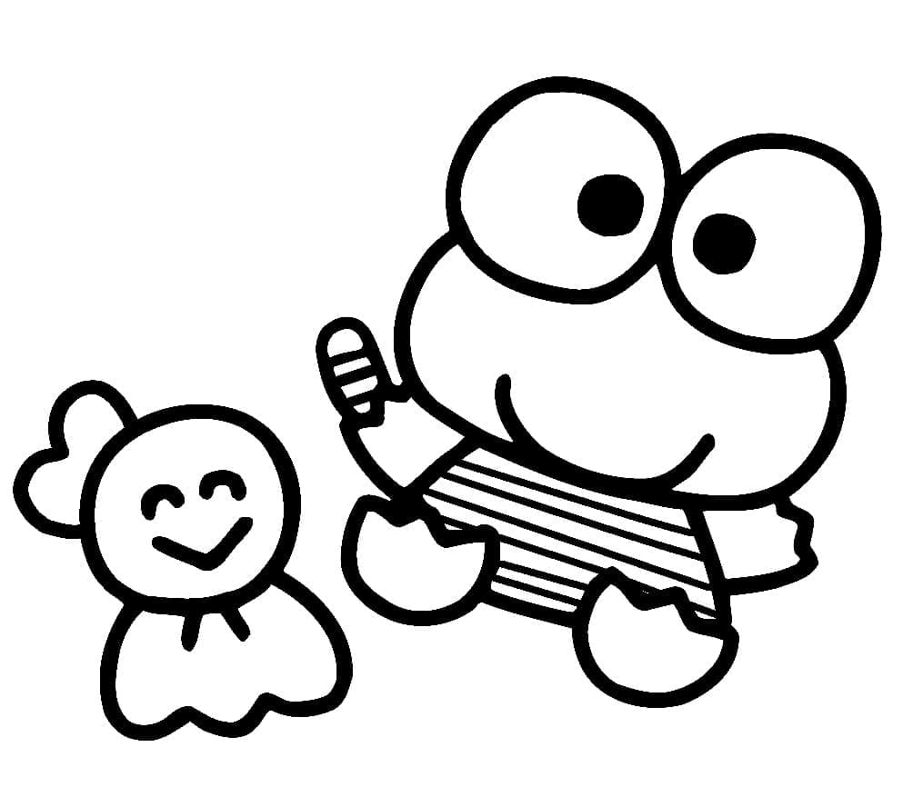 Desenho deTeru Teru e Keroppi para colorir