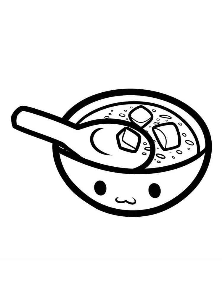 Desenho deTigela de Sopa Fofa para colorir