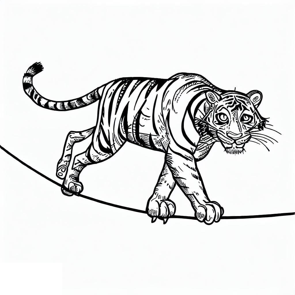 Desenho deTigre Equilibrista para colorir