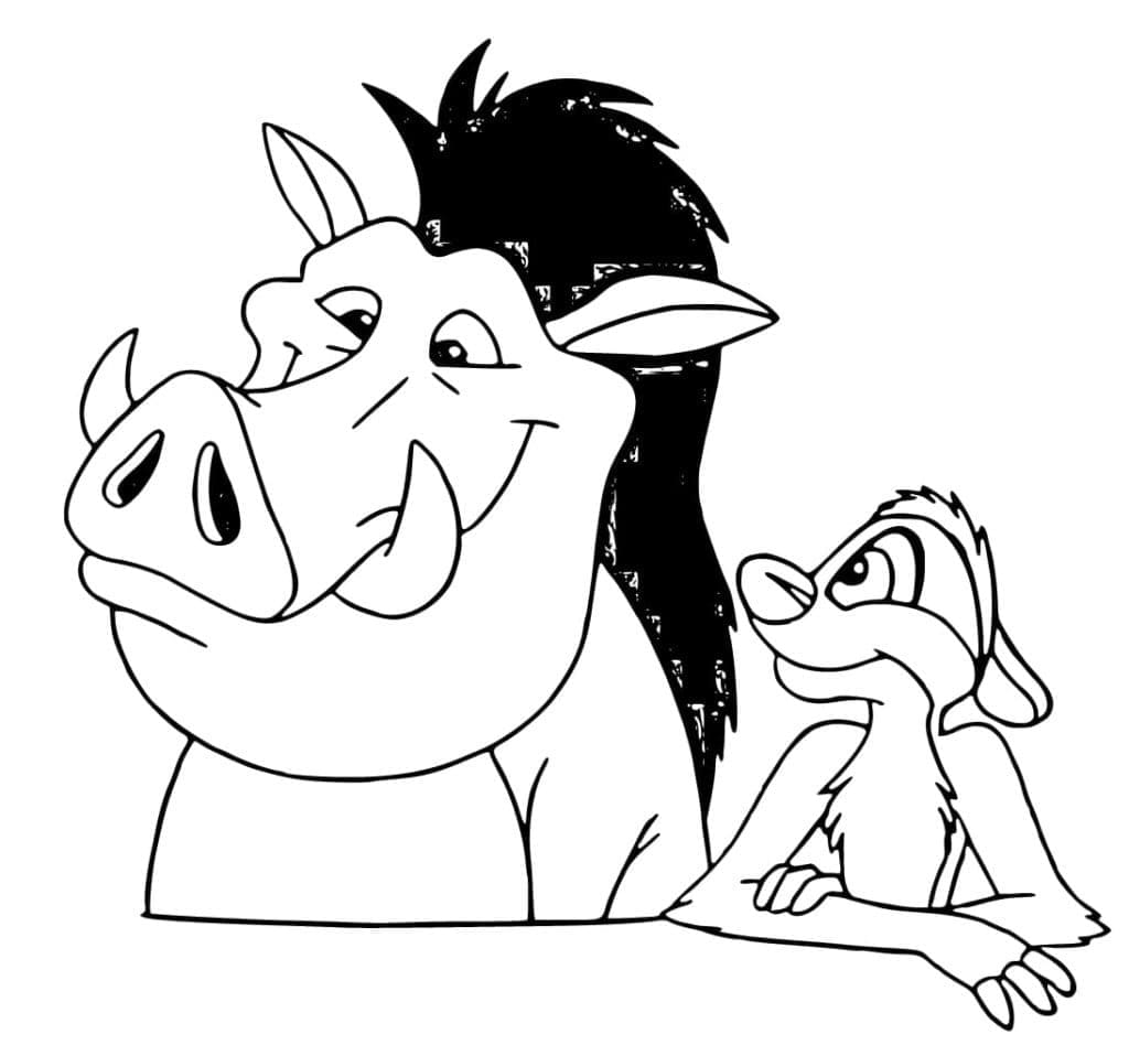 Desenho deTimão e Pumba Adoráveis para colorir