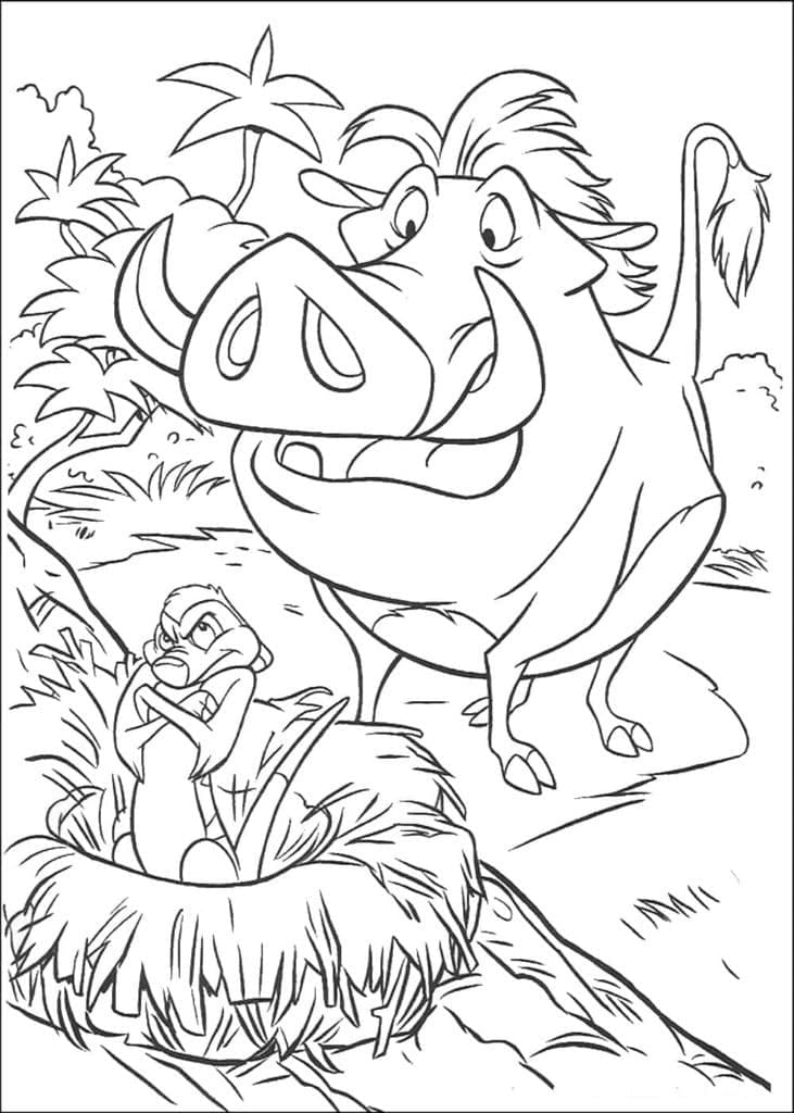 Desenho deTimão e Pumba Para Crianças para colorir