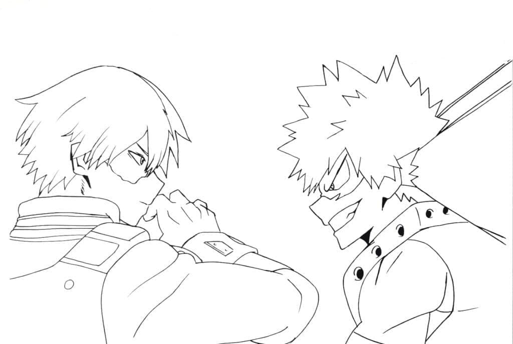 Desenho deTodoroki vs Bakugo para colorir