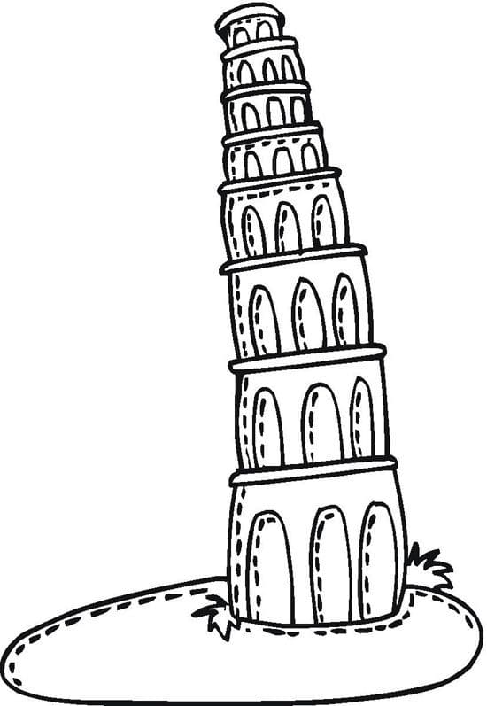 Desenho deTorre de Pisa Engraçada para colorir