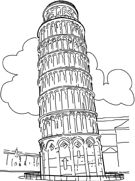 Desenho deTorre de Pisa Grátis Para Crianças para colorir