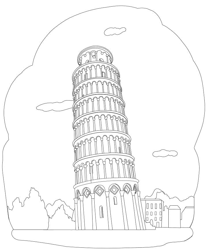 Desenho deTorre de Pisa Imprimível para colorir