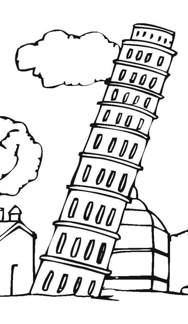 Desenho deTorre de Pisa Para Crianças para colorir