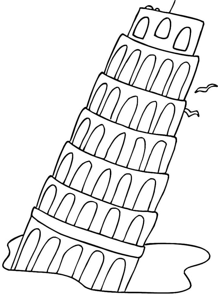 Desenho deTorre de Pisa Simples para colorir