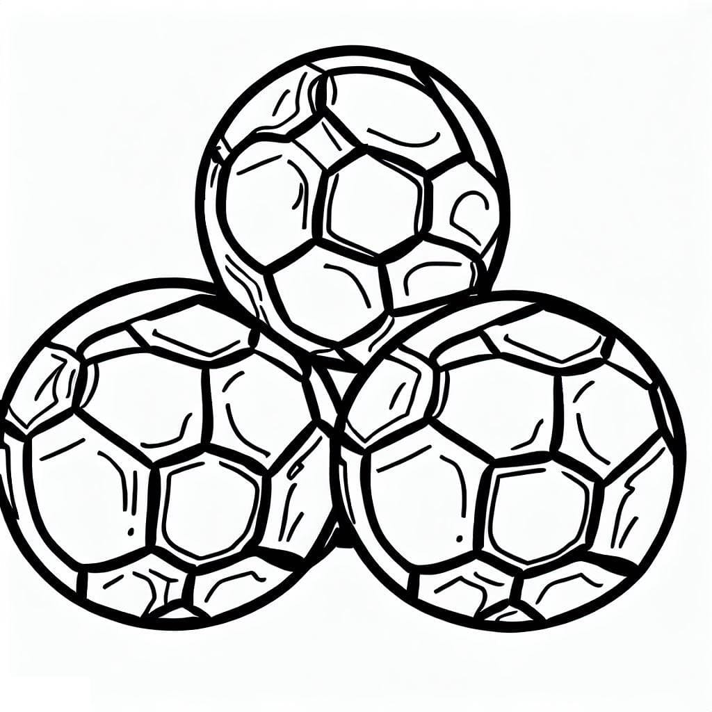 Desenho deTrês Bolas de Futebol para colorir