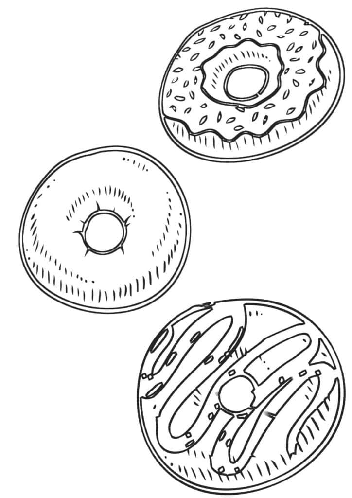 Desenho deTrês Donuts para colorir