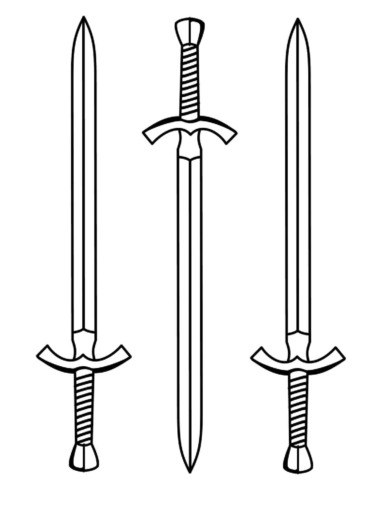 Desenho deTrês Espadas para colorir