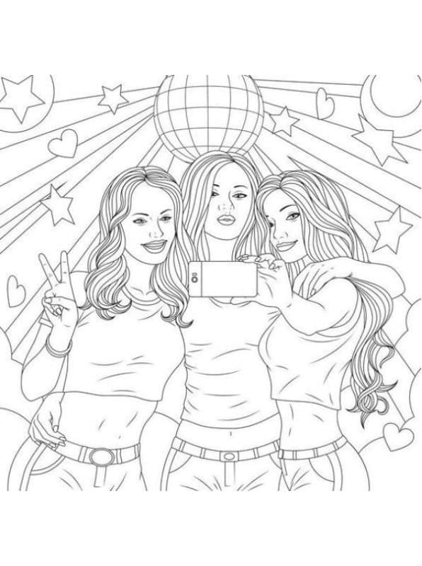 Desenho deTrês Melhores Amigas para colorir