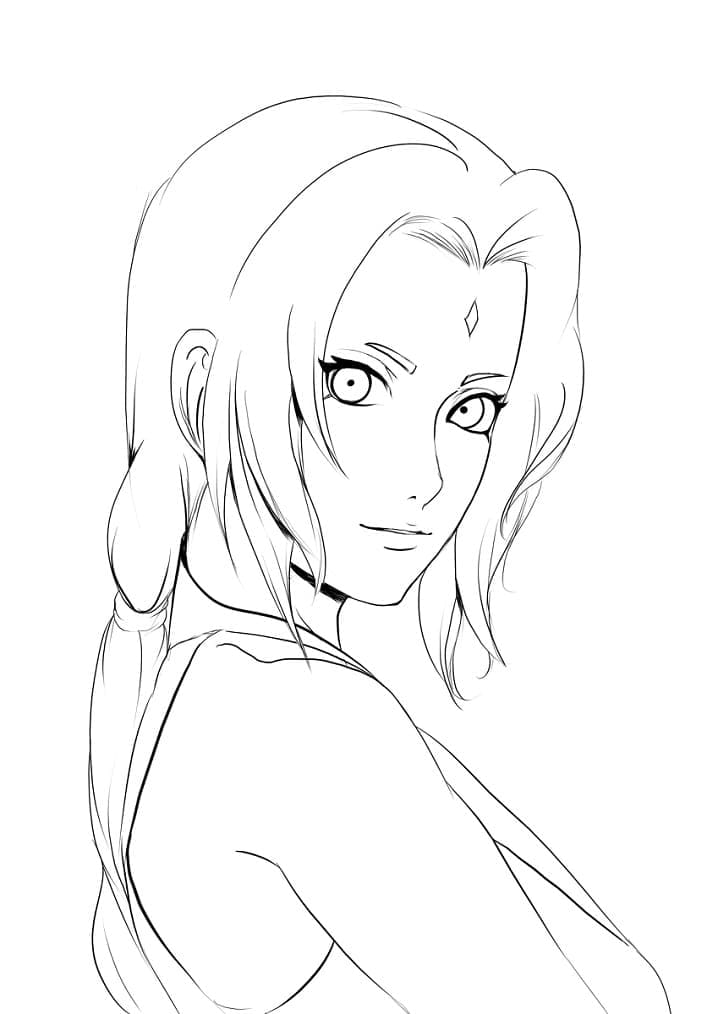 Desenho deTsunade Alegre para colorir